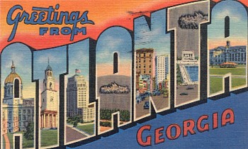 Featured is a big-letter "Atlanta" postcard image from the 1930s ... private collection. 